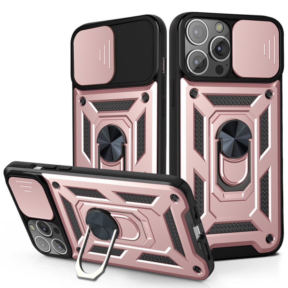  iPhone 13 Pro Max - CamShield Armor Hybrid Ring Skal - Rosguld - Teknikhallen.se