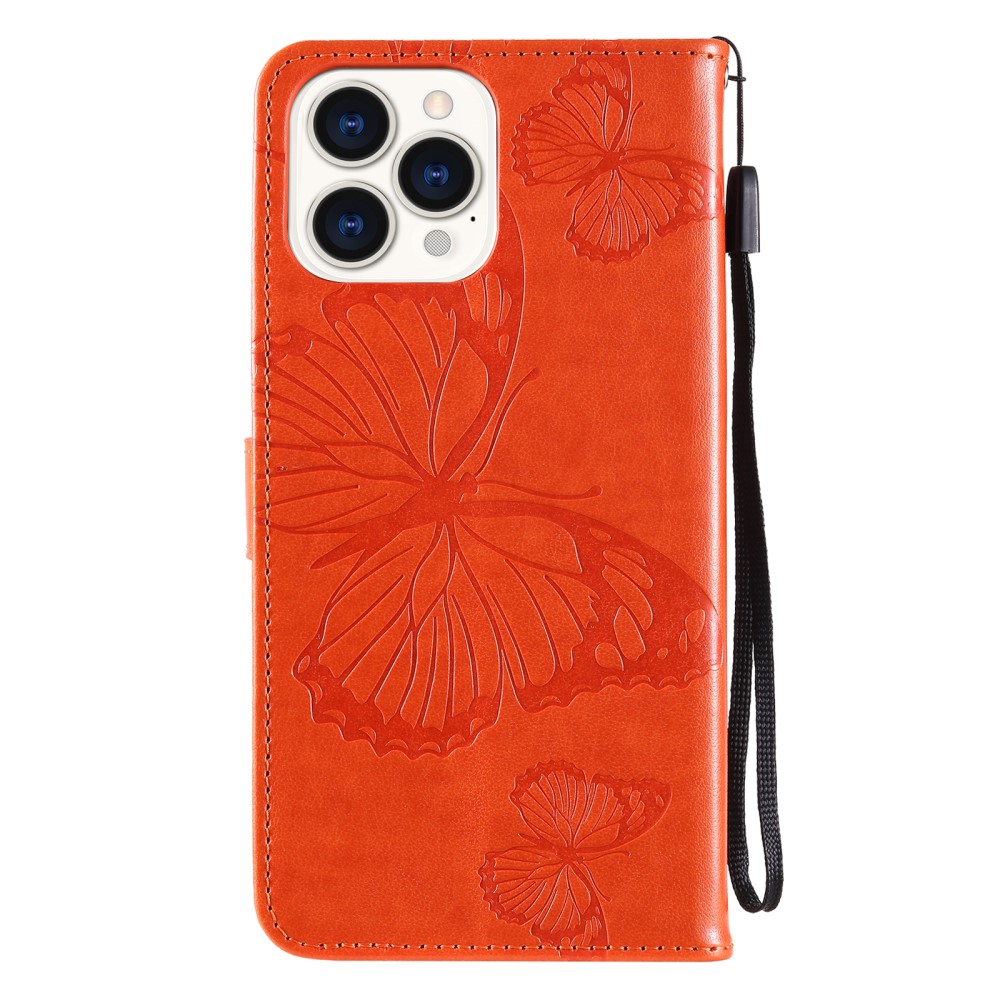  iPhone 13 Pro Max - Butterfly Lder Fodral - Orange - Teknikhallen.se