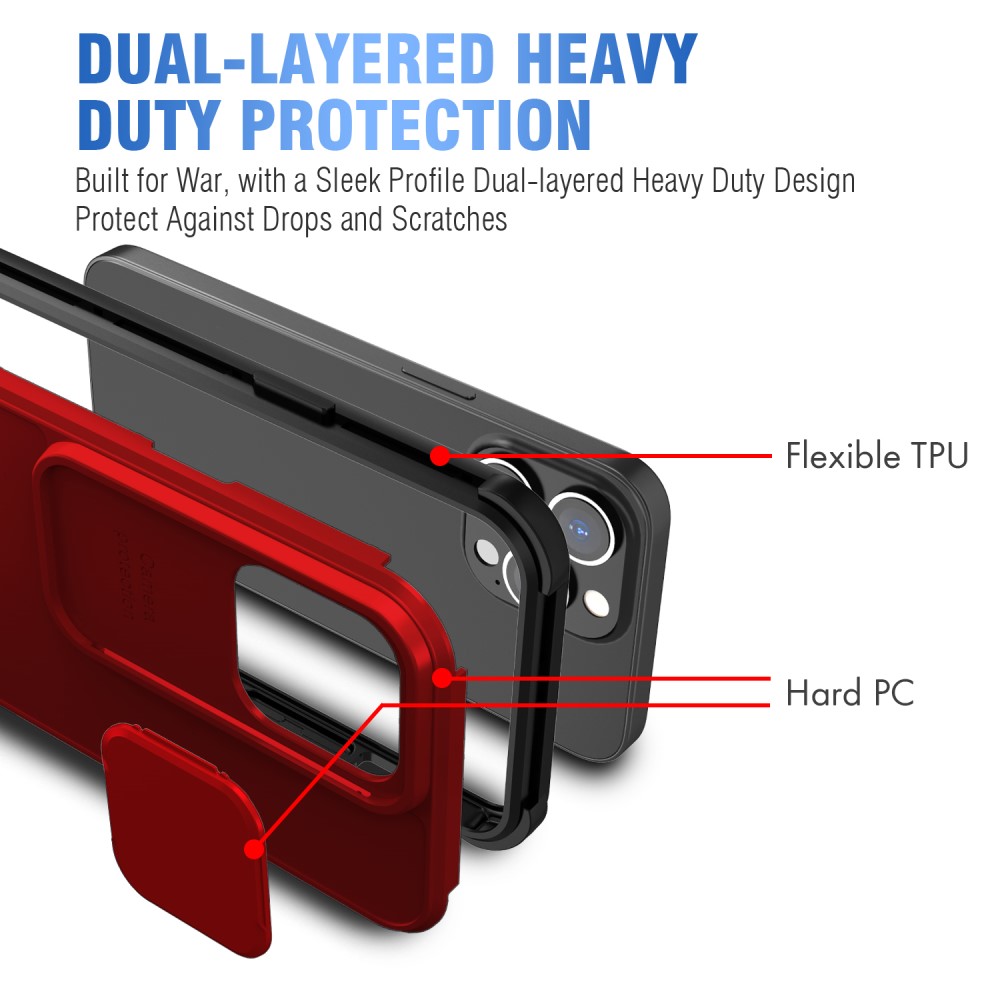  iPhone 13 Pro Max - CamShield Hybrid Skal - Rd - Teknikhallen.se