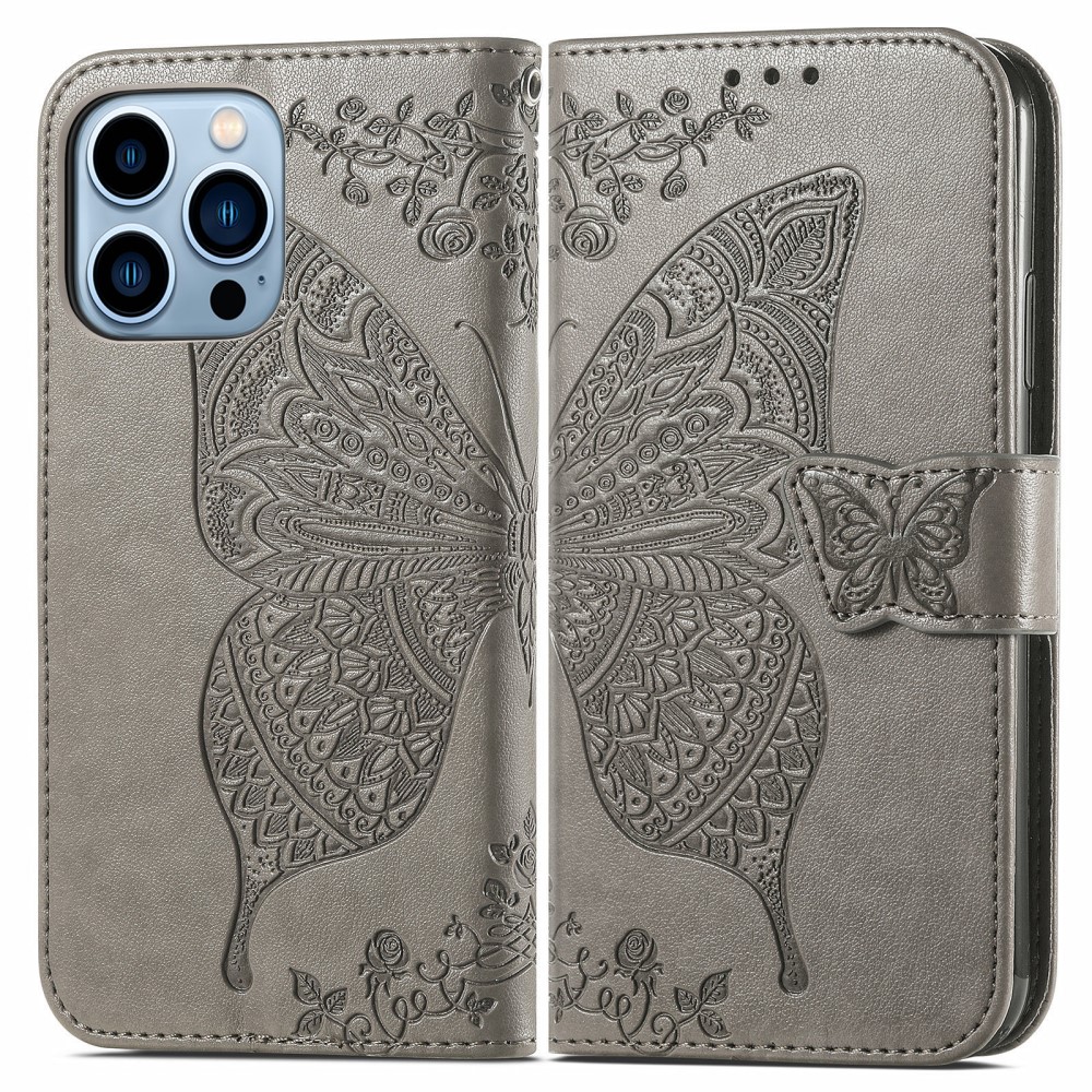  iPhone 13 Pro Max Fodral Butterfly Textur Lder Gr - Teknikhallen.se