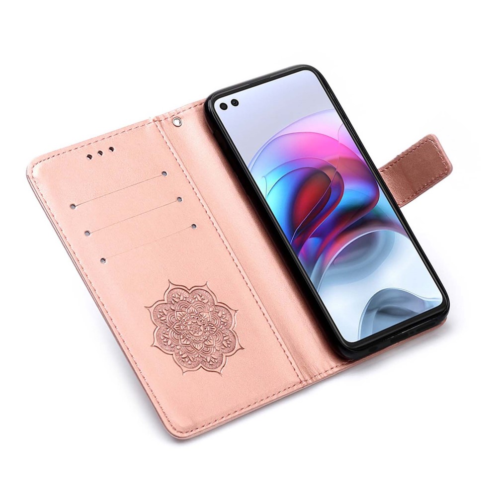  Motorola Moto G100 Fodral Läder Dream Catcher Roséguld - Teknikhallen.se