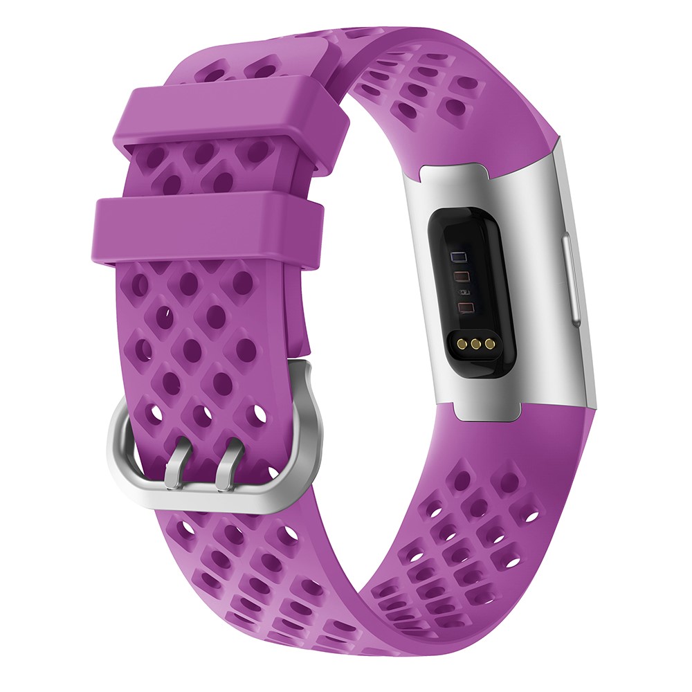  Silikon Armband Ihåligt Fitbit Charge 3 / 4 Lila - Teknikhallen.se