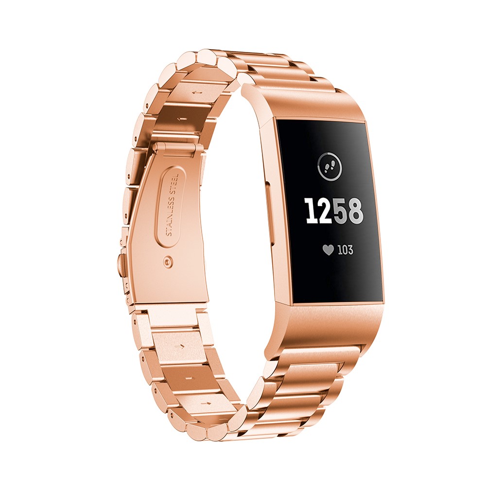  Lyxigt Metallarmband Fitbit Charge 3 / 4 Roséguld - Teknikhallen.se