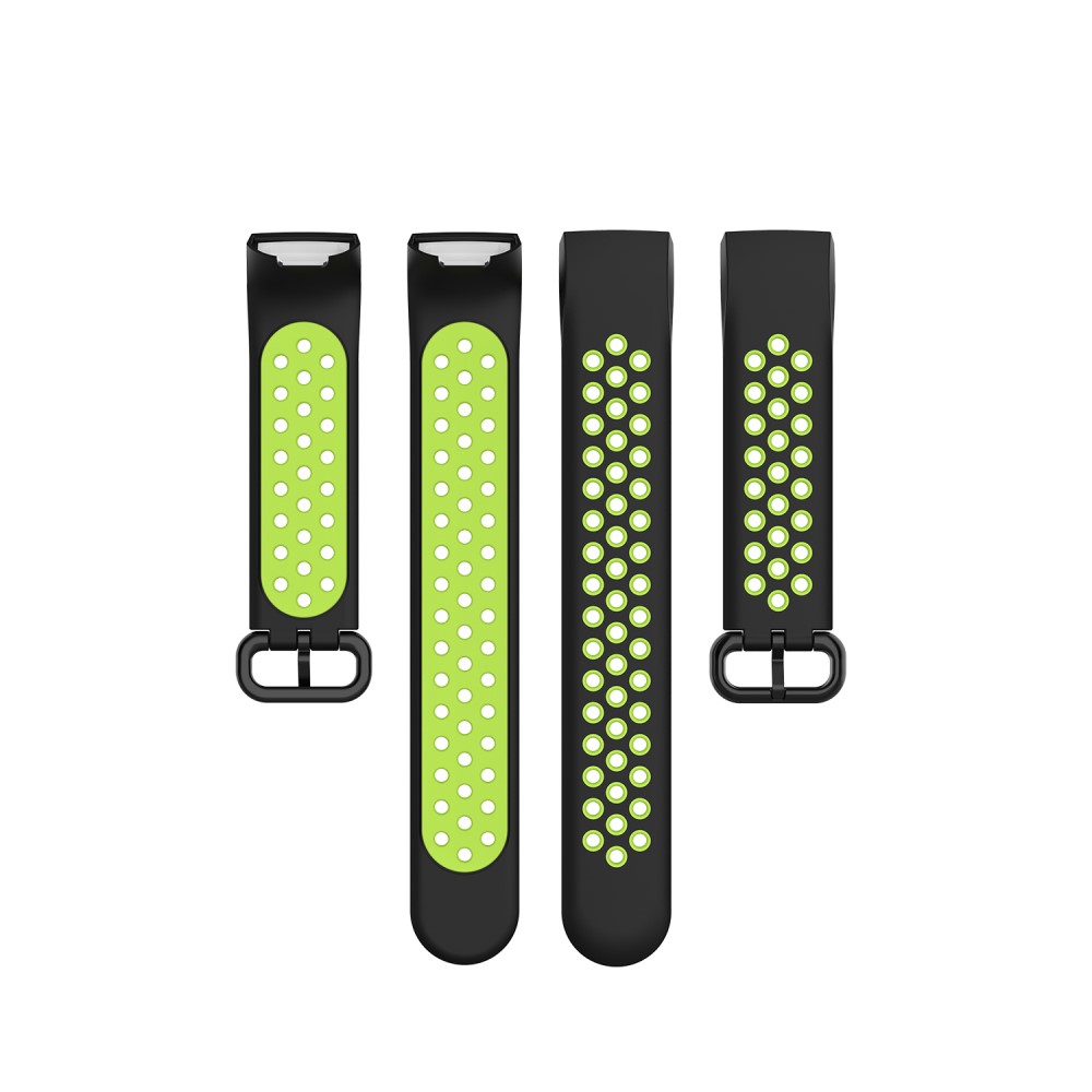  Fitbit Charge 4/3 Silikon Trningsarmband Svart/Fluorescent Grn - Teknikhallen.se