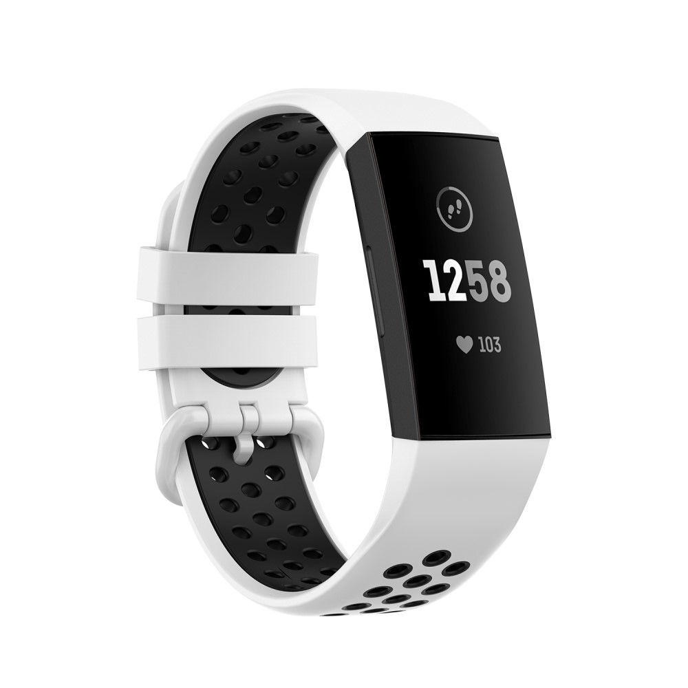  Fitbit Charge 4/3 Silikon Trningsarmband Vit/Svart - Teknikhallen.se