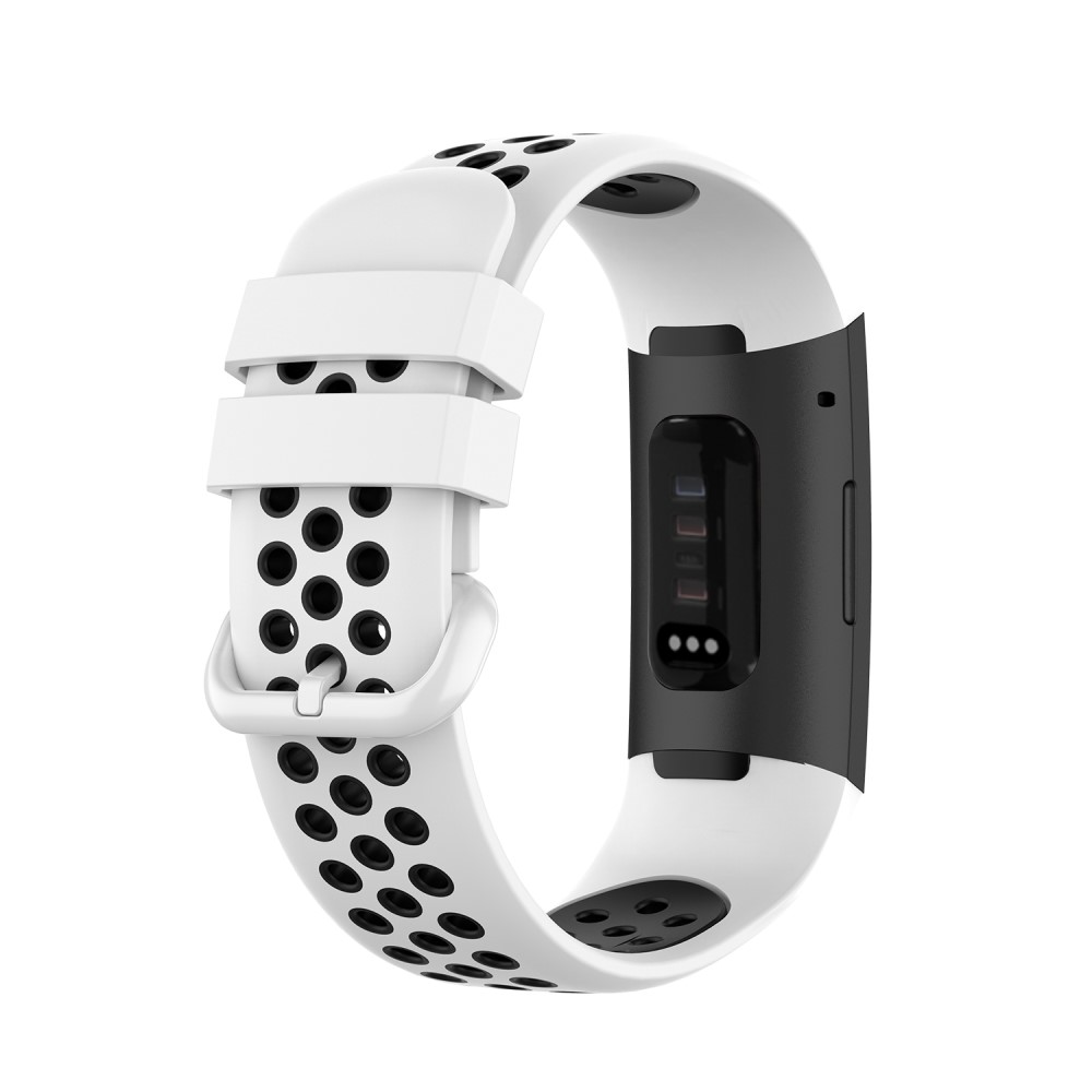  Fitbit Charge 4/3 Silikon Trningsarmband Vit/Svart - Teknikhallen.se