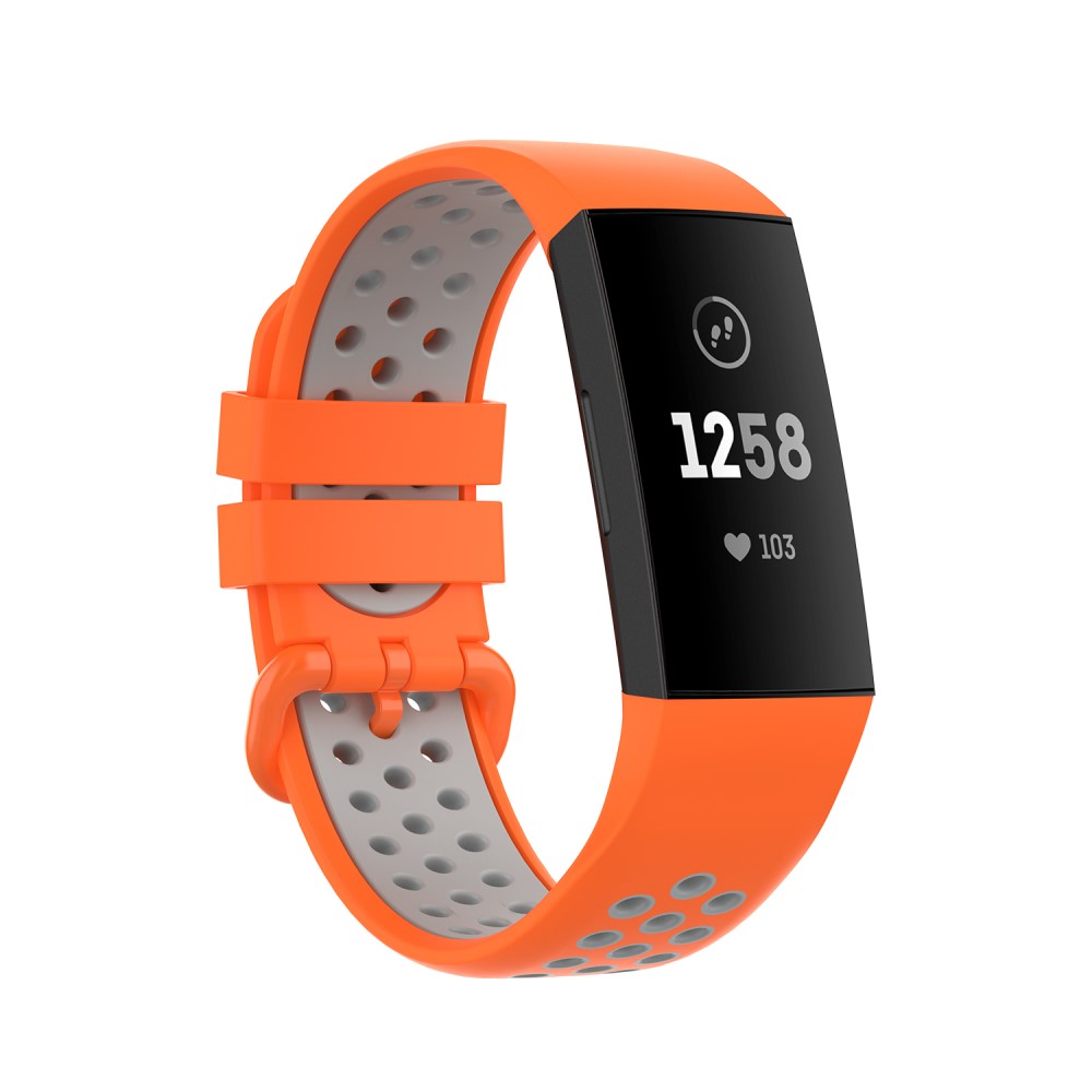  Fitbit Charge 4/3 Silikon Trningsarmband Orange/Gr - Teknikhallen.se