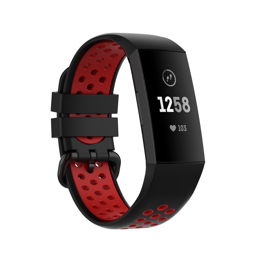  Fitbit Charge 4/3 Silikon Trningsarmband Svart/Rd - Teknikhallen.se