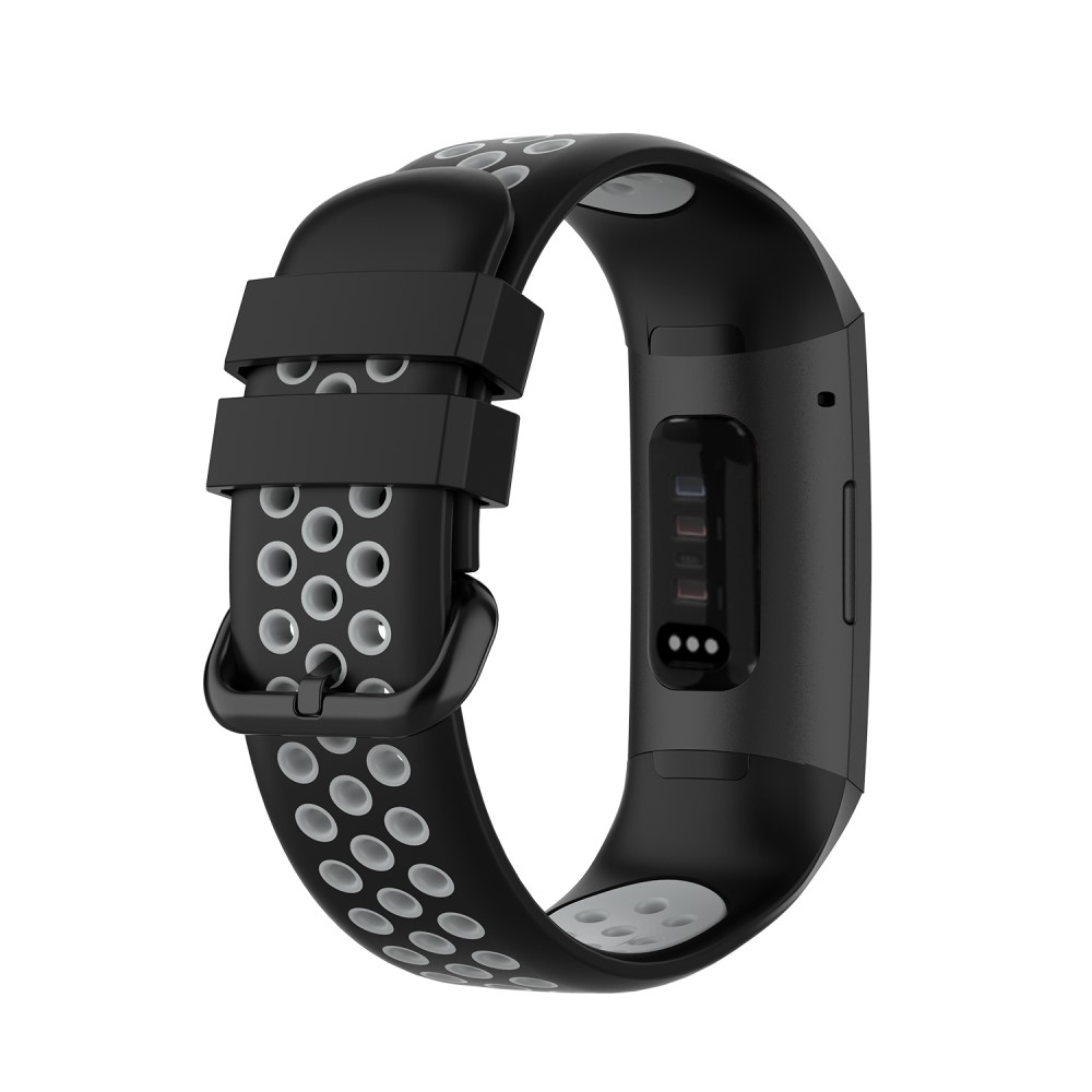  Fitbit Charge 4/3 Silikon Trningsarmband Svart/Gr - Teknikhallen.se