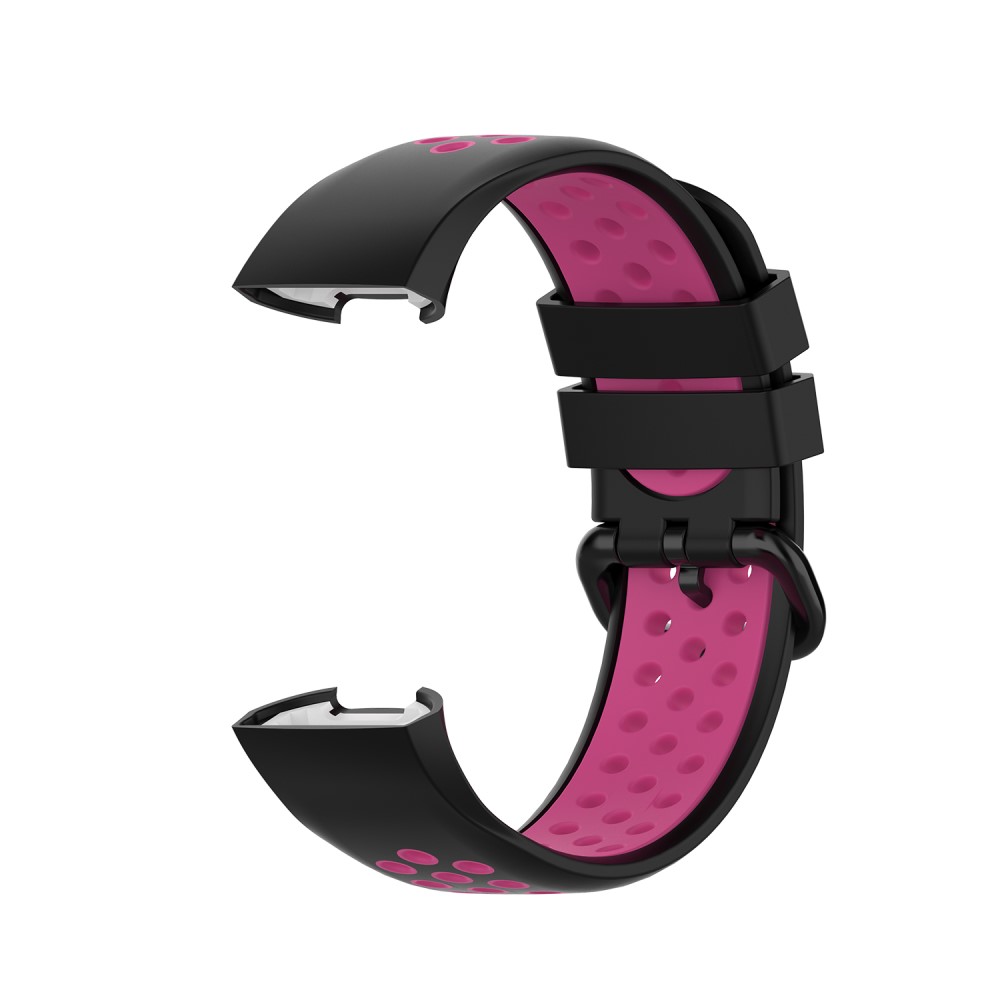  Fitbit Charge 4/3 Silikon Träningsarmband Svart/Rosa - Teknikhallen.se