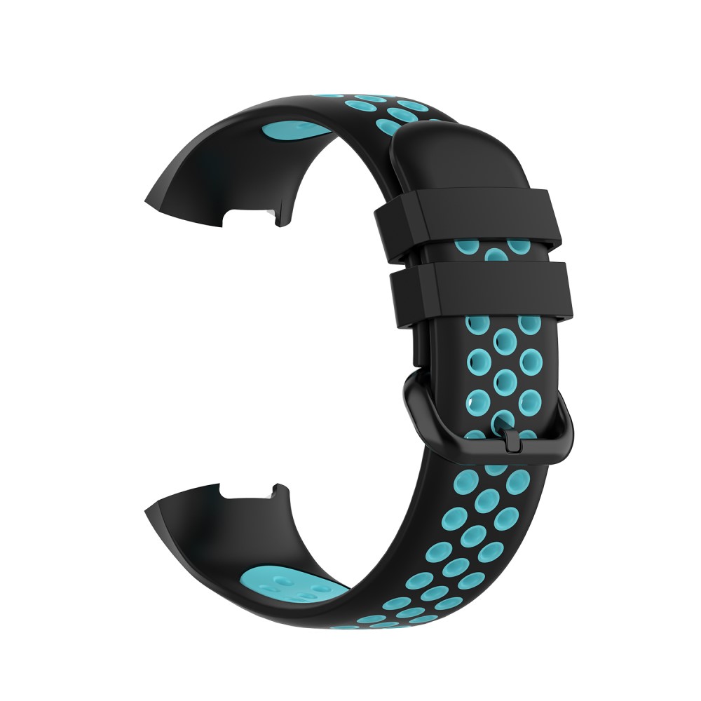  Fitbit Charge 4/3 Silikon Trningsarmband Svart/Cyan - Teknikhallen.se