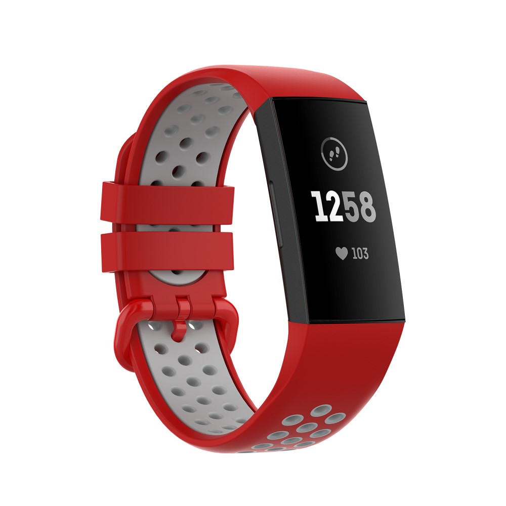  Fitbit Charge 4/3 Silikon Trningsarmband Rd/Gr - Teknikhallen.se