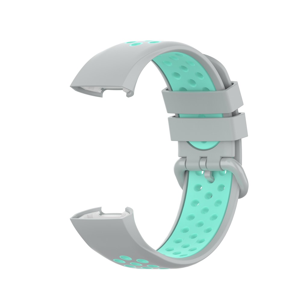  Fitbit Charge 4/3 Silikon Trningsarmband Gr/Cyan - Teknikhallen.se