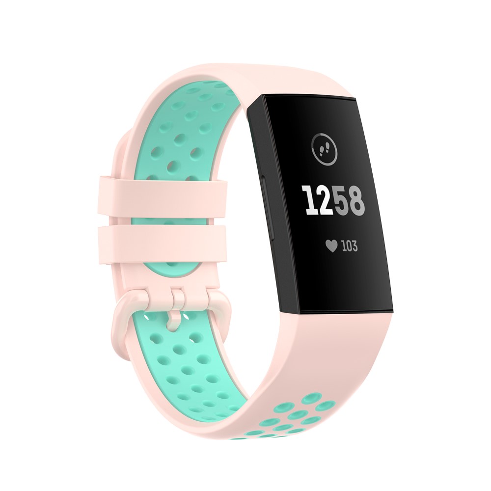  Fitbit Charge 4/3 Silikon Trningsarmband Ljus Rosa/Grn - Teknikhallen.se