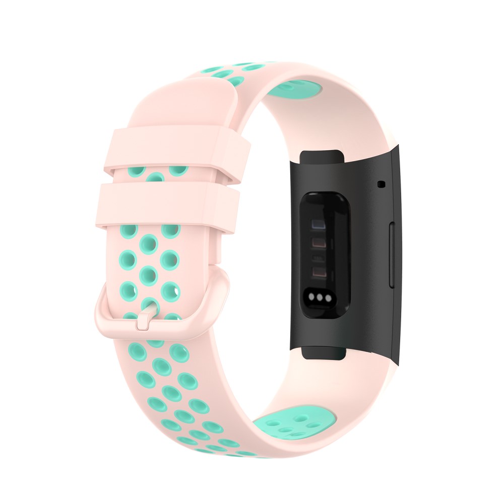  Fitbit Charge 4/3 Silikon Träningsarmband Ljus Rosa/Grön - Teknikhallen.se