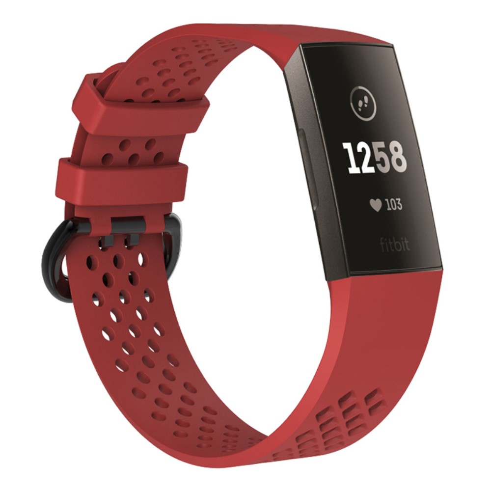  Ihligt Silikon Armband Fitbit Charge 4/3 (L) Rd - Teknikhallen.se