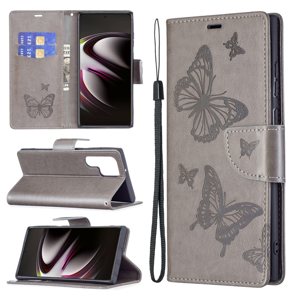  Samsung Galaxy S22 Ultra Fodral Butterfly Gr - Teknikhallen.se