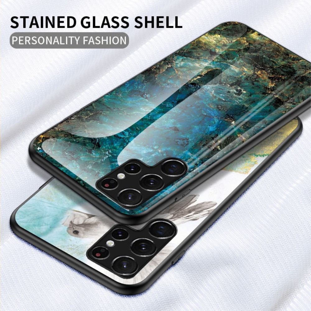  Samsung Galaxy S22 Ultra Skal Marmor Hrdat Glas Svart - Teknikhallen.se