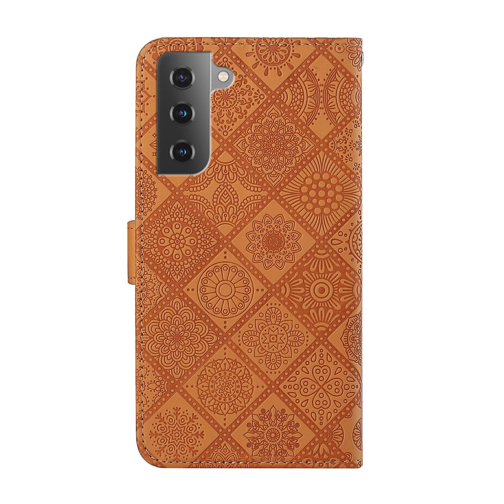  Samsung Galaxy S22 Plus Fodral Tryckta Mandala Blommor Brun - Teknikhallen.se