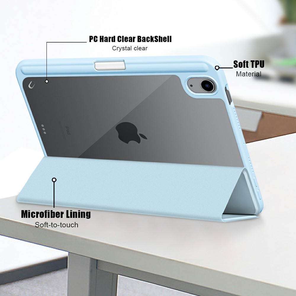  iPad Mini (2021) Fodral Tri-Fold Hybrid Pennhllare Sky Blue - Teknikhallen.se