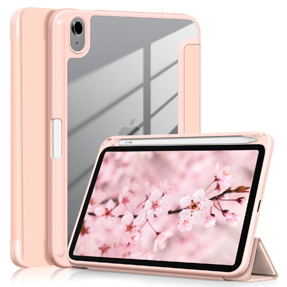  iPad Mini (2021) Fodral Tri-Fold Hybrid Pennhållare Ljus Rosa - Teknikhallen.se