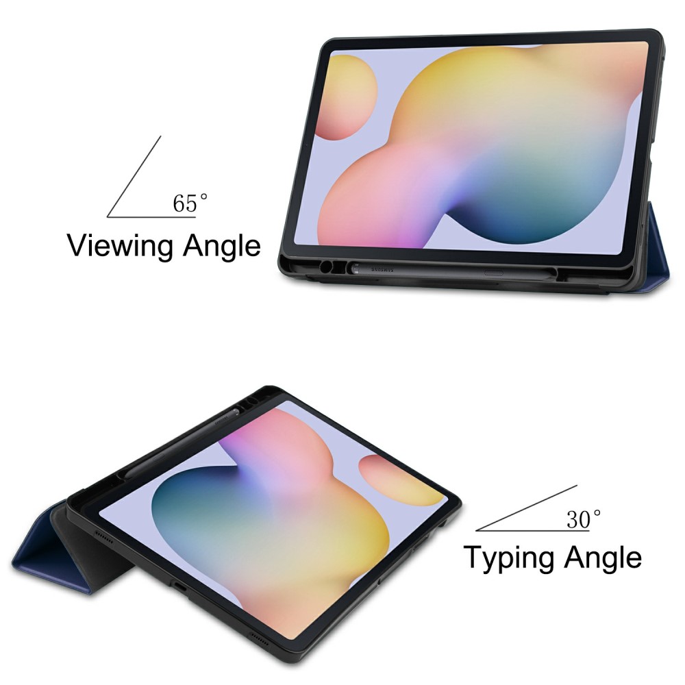  Samsung Galaxy Tab S7 / Tab S8 Fodral Tri-Fold Pennhållare Blå - Teknikhallen.se