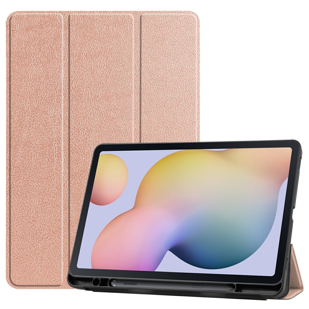  Samsung Galaxy Tab S7 / Tab S8 Fodral Tri-Fold Pennhållare Roséguld - Teknikhallen.se