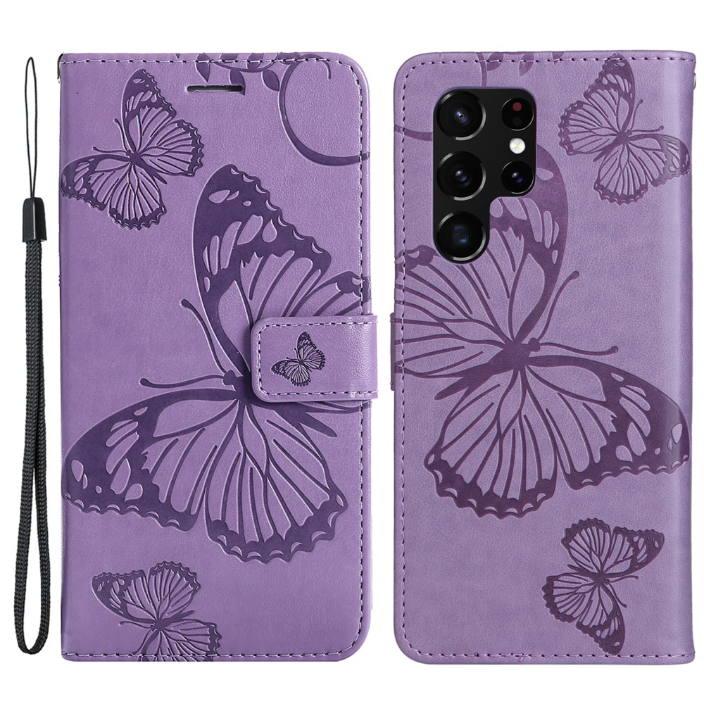  Samsung Galaxy S22 Ultra Fodral Tryck Butterfly Lila - Teknikhallen.se