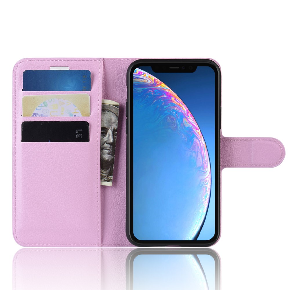  iPhone 11 - Litchi Plnboksfodral - Ljus Rosa - Teknikhallen.se