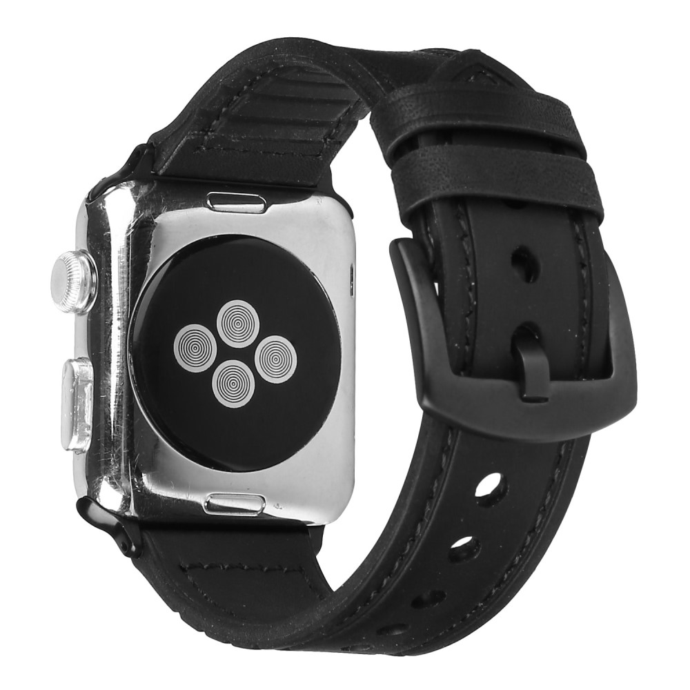  Läderarmband Apple Watch 42/44/45/49 mm Svart - Teknikhallen.se