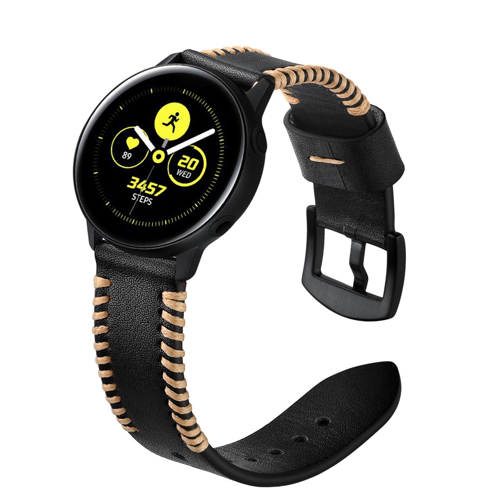  Äkta Läder Armband Vävd För Smartwatch - Svart (20 mm) - Teknikhallen.se