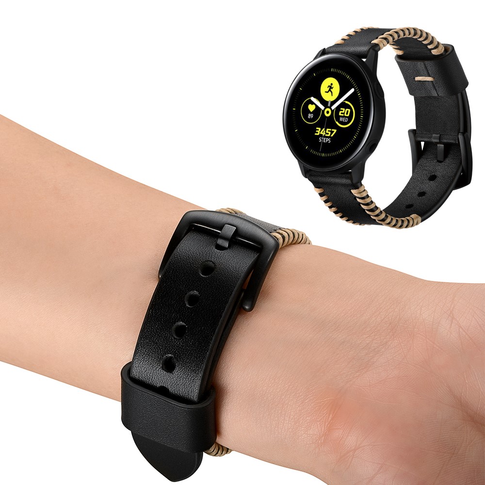  Äkta Läder Armband Vävd För Smartwatch - Svart (20 mm) - Teknikhallen.se