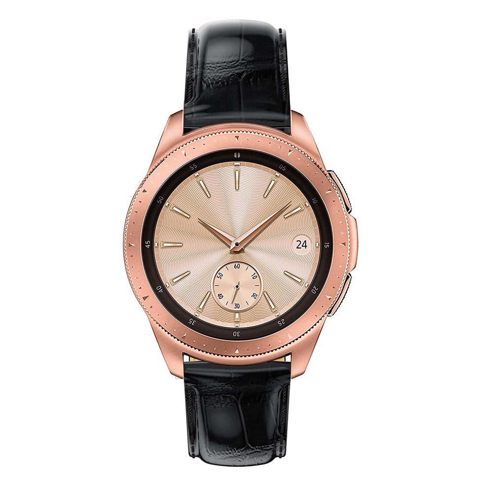  Äkta Läder Armband Krokodil Textur (20mm) - Svart - Teknikhallen.se