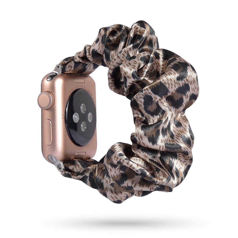  Scrunchie Silk Leopard Armband Apple Watch 42/44/45/49 mm - Teknikhallen.se