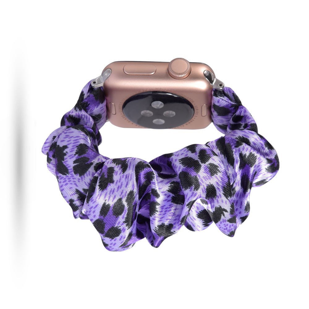  Scrunchie Silk Purple Leopard Armband Apple Watch 42/44/45/49 mm - Teknikhallen.se