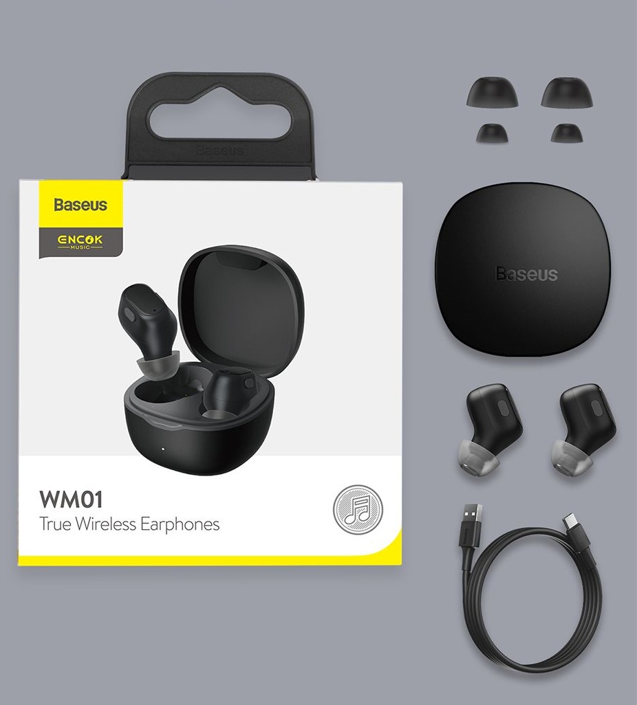 BASEUS Baseus Encok WM01 True Wireless Hörlurar - Svart - Teknikhallen.se