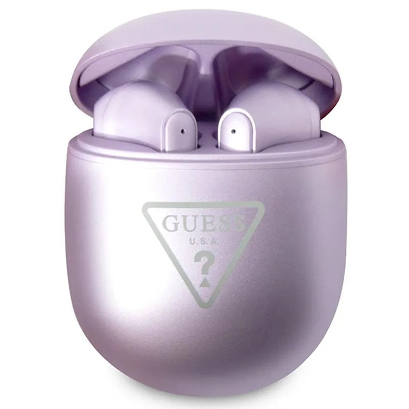 Guess Guess True Wireless Hörlurar Triangle Logo Metallic Lila - Teknikhallen.se