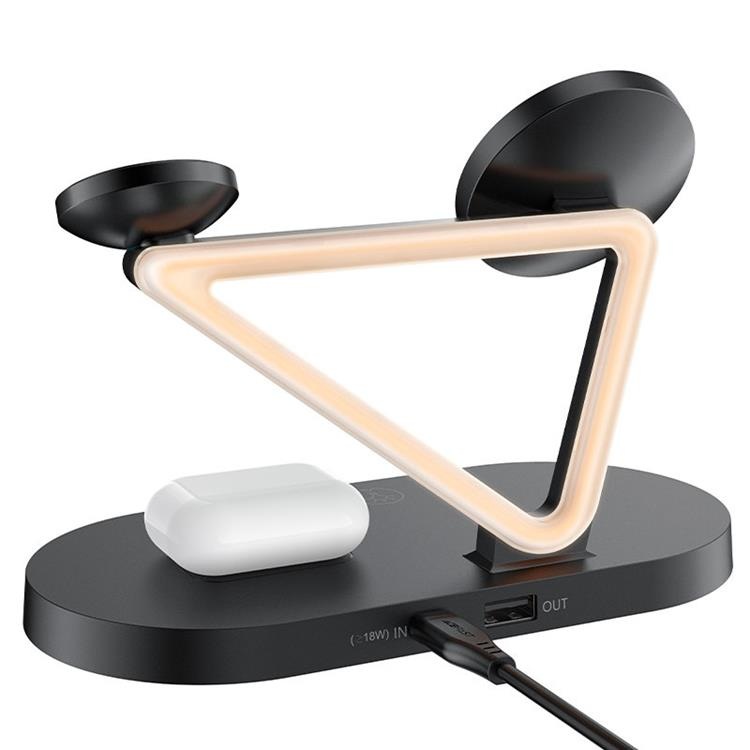 Acefast Acefast E9 45W 3in1 Magnetisk MagSafe Laddare Med Ambient Light Vit - Teknikhallen.se