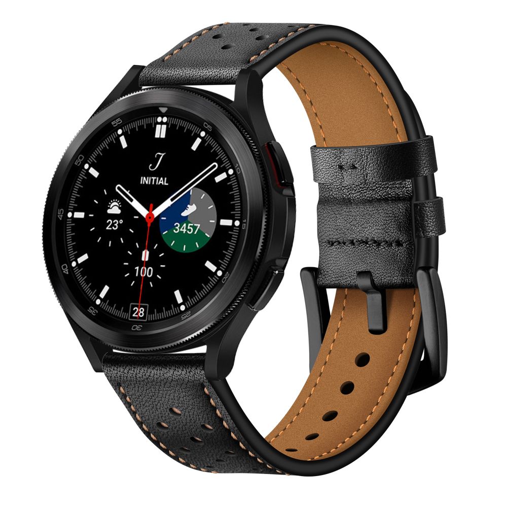 Tech-Protect Tech-Protect kta Lder Armband Samsung Galaxy Watch 4 Svart - Teknikhallen.se