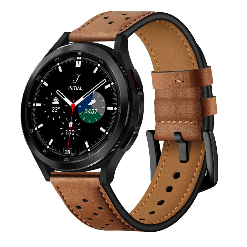 Tech-Protect Tech-Protect kta Lder Armband Samsung Galaxy Watch 4 Brun - Teknikhallen.se
