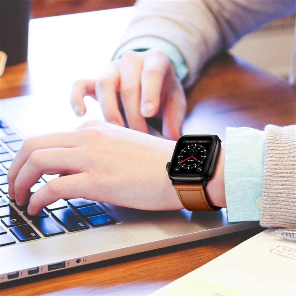 Tech-Protect Tech-Protect kta Lder Armband Apple Watch 42/44/45/49 mm Brun - Teknikhallen.se