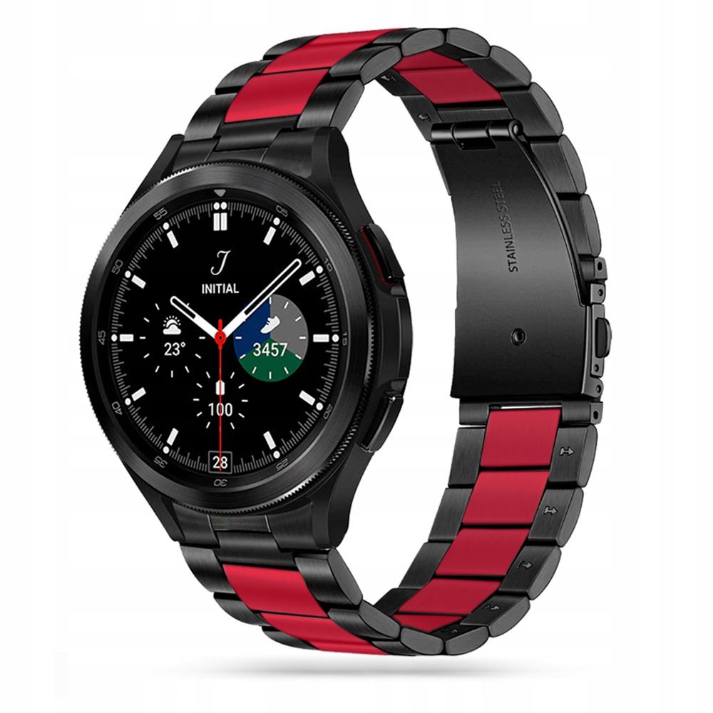 Tech-Protect Tech-Protect Galaxy Watch 4 Armband Stainless Svart/Rd - Teknikhallen.se