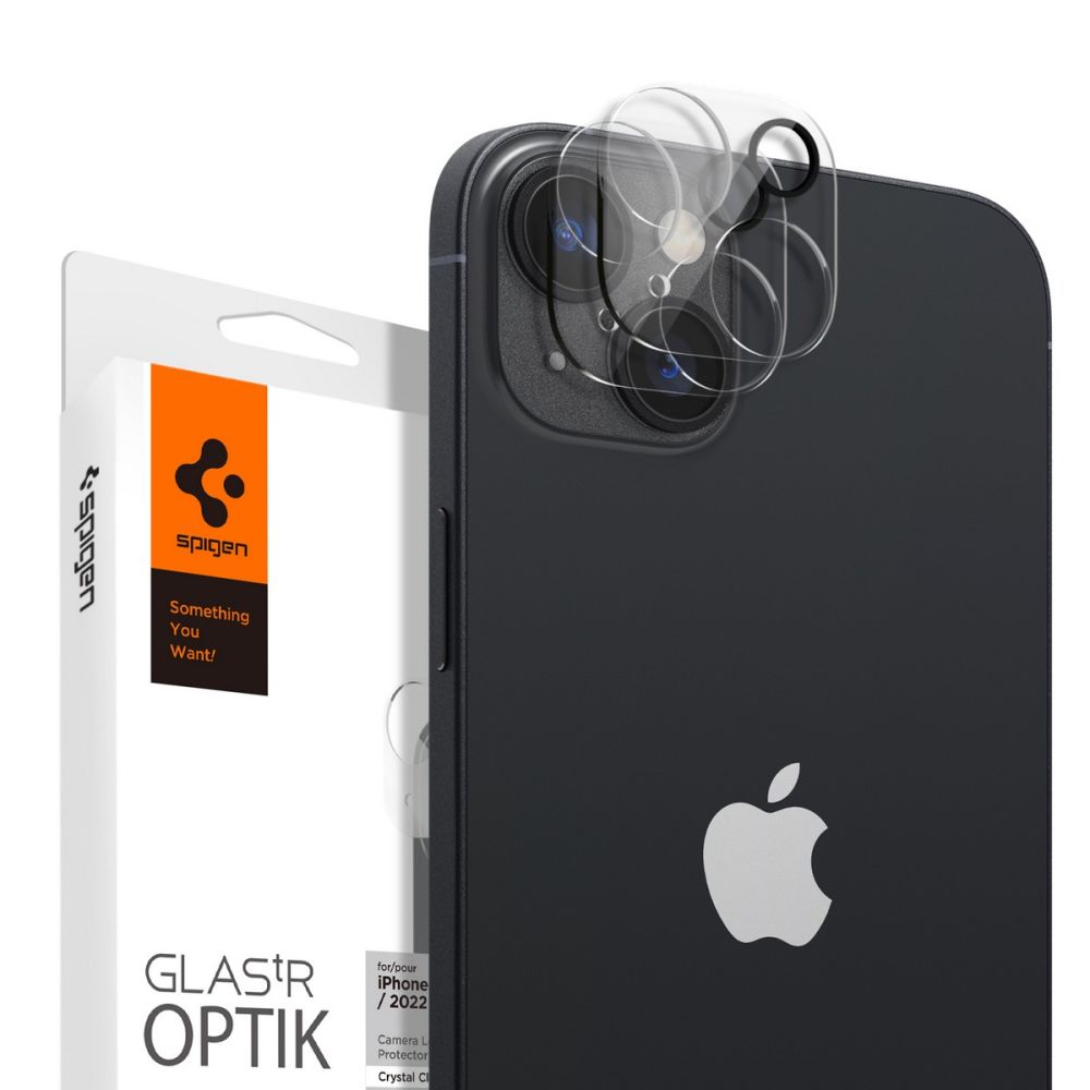 Spigen Spigen iPhone 14 / 14 Plus 2-PACK Optik GLAS.tR Linsskydd Svart - Teknikhallen.se