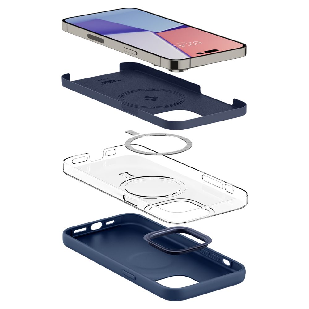 Spigen Spigen iPhone 14 Pro Skal Silicone Fit Mag MagSafe Navy Blue - Teknikhallen.se