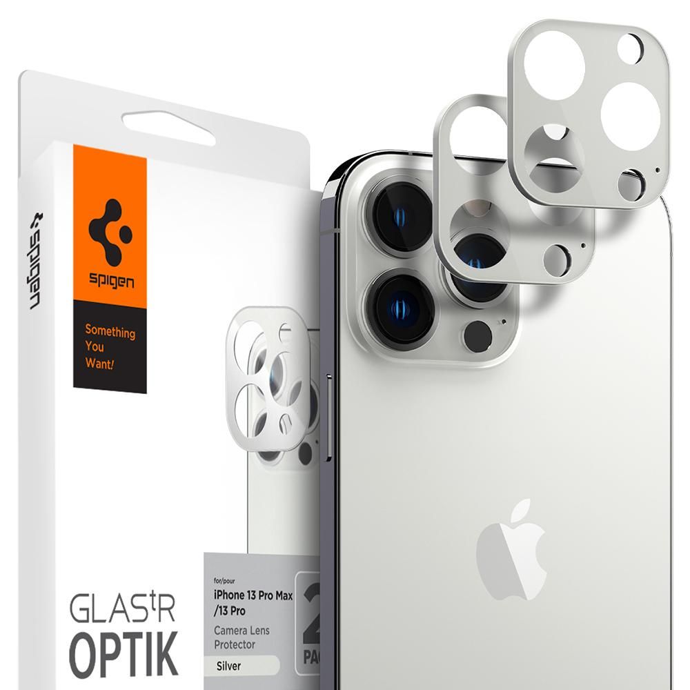 Spigen Spigen iPhone 13 Pro / 13 Pro Max 2-PACK Optik.tR Linsskydd Hrdat Glas Silver - Teknikhallen.se