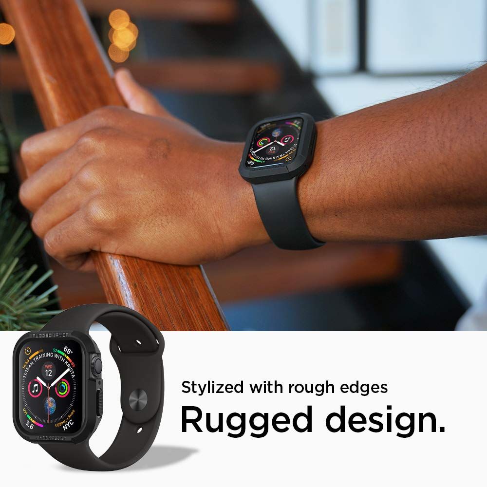 Spigen Spigen Apple Watch 44/45 mm Skal Rugged Armor Svart - Teknikhallen.se