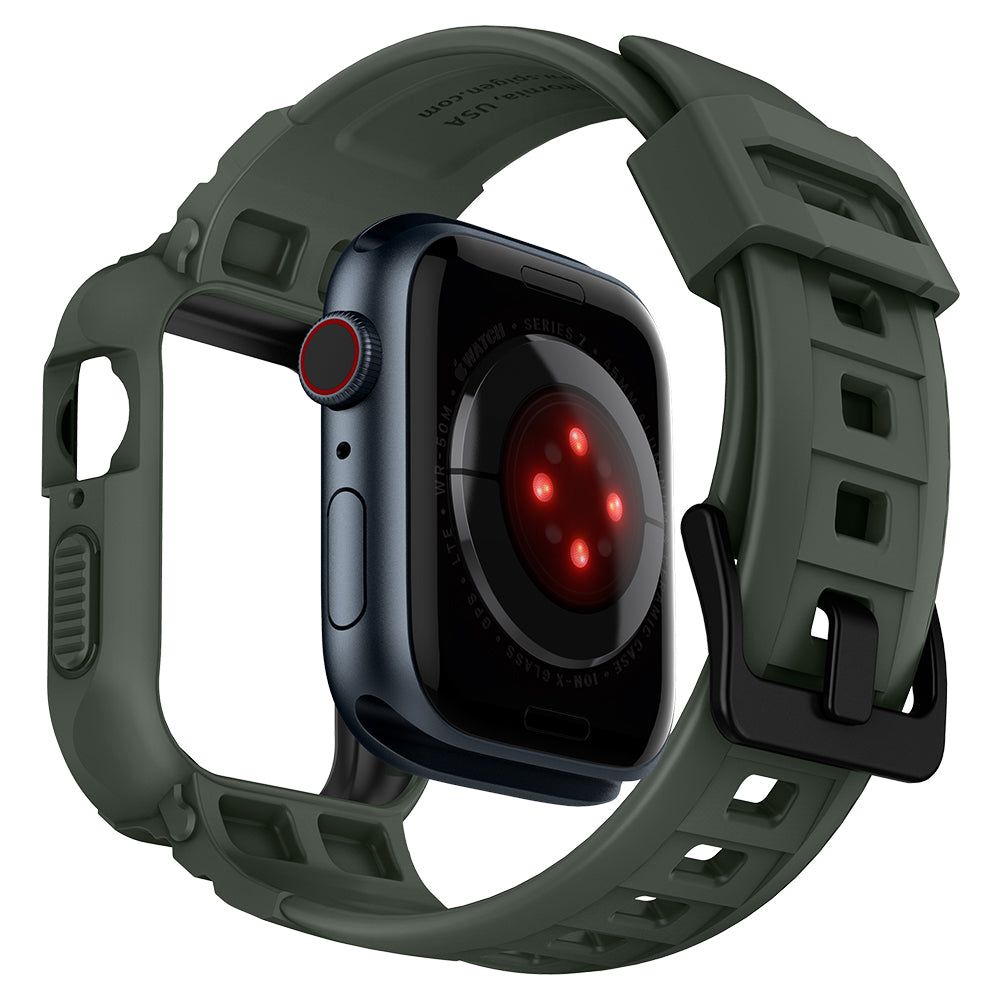 Spigen Spigen Apple Watch 44/45 mm Skal/Armband Rugged Armor 'Pro' Grön - Teknikhallen.se