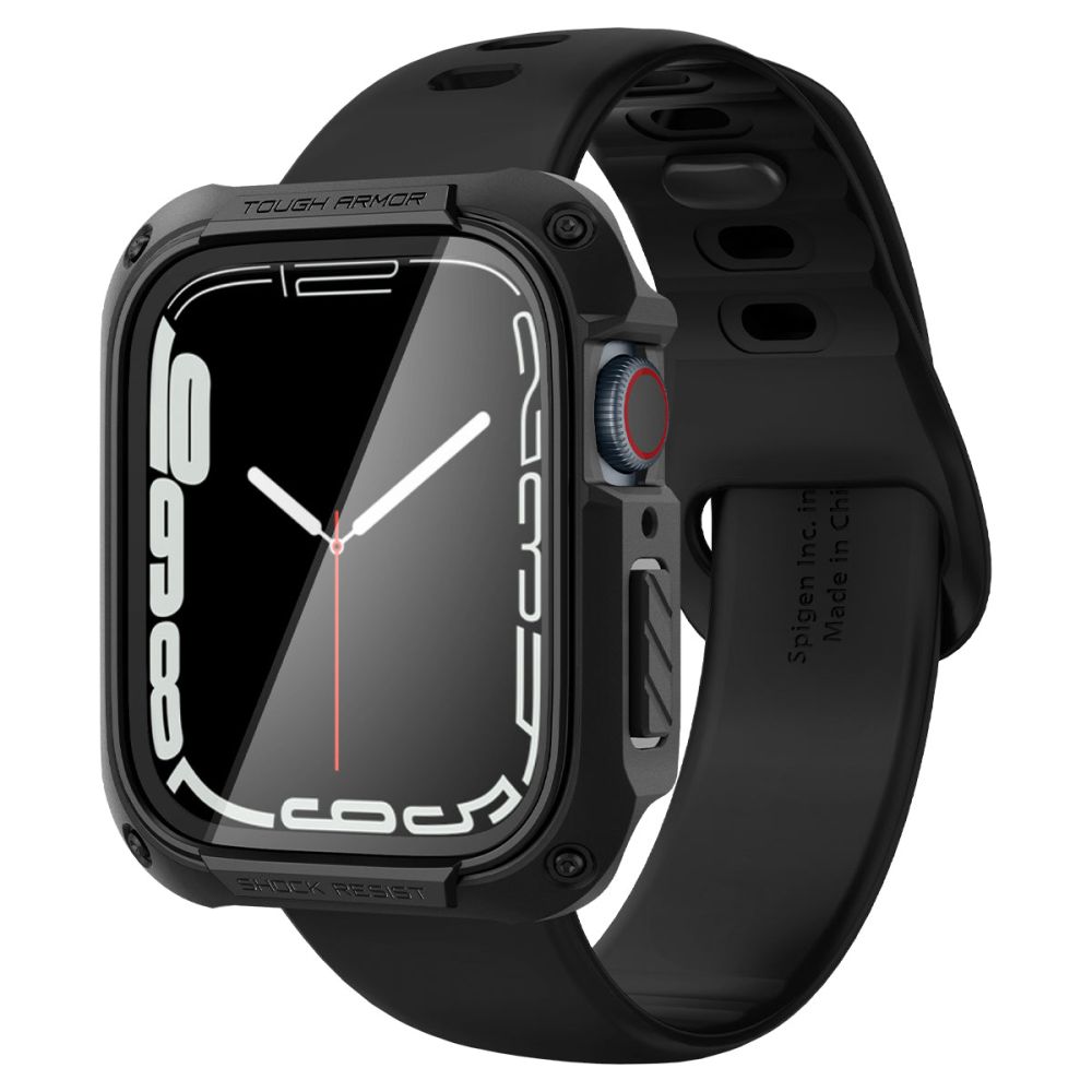 Spigen Spigen Apple Watch 7/8 45 mm Skal Tough Armor Svart - Teknikhallen.se