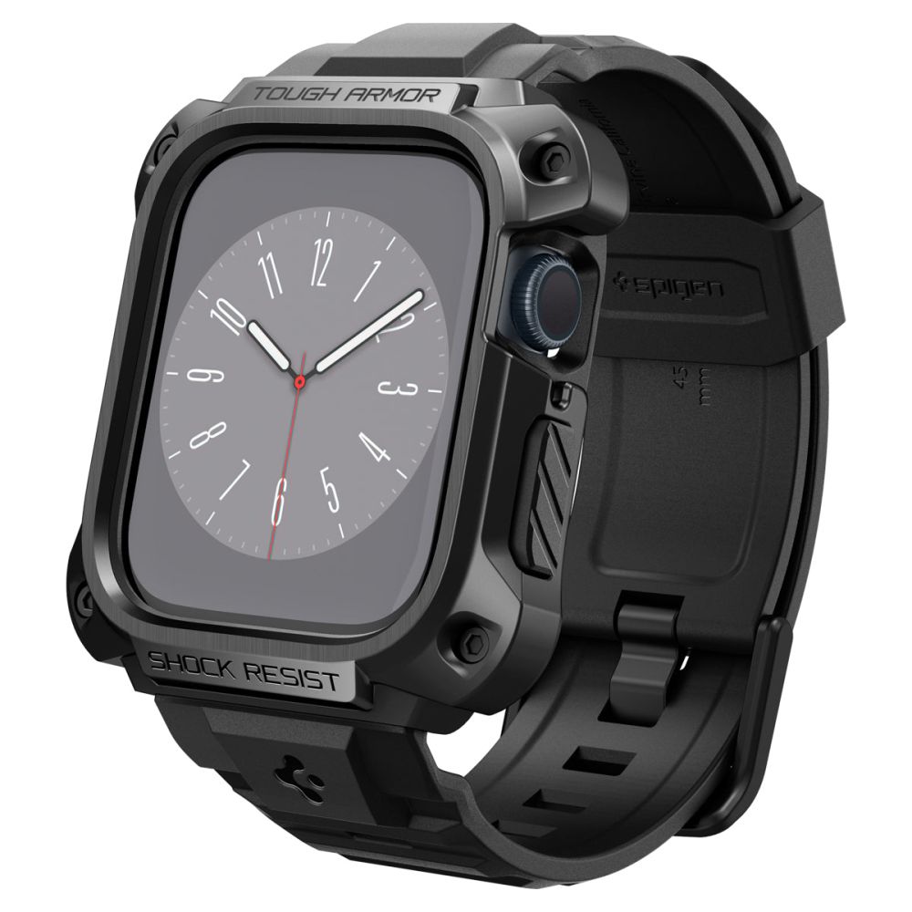 Spigen Spigen Apple Watch 7/8 45 mm Skal/Armband Tough Armor Metal Black - Teknikhallen.se