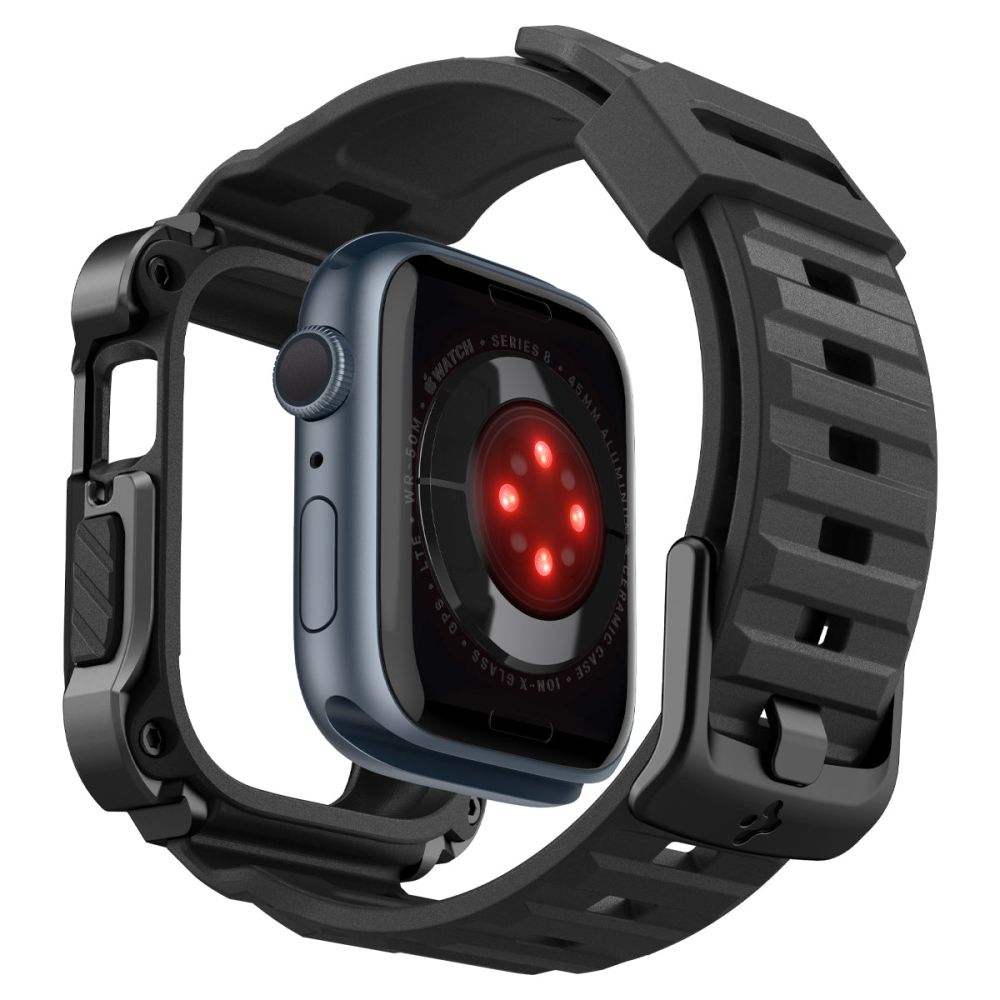 Spigen Spigen Apple Watch 7/8 45 mm Skal/Armband Tough Armor Metal Black - Teknikhallen.se